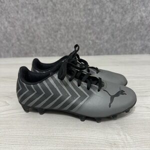 Puma Kids Soccer Cleats Shoes Size 13 US Black Gray Firm Ground 106704-03